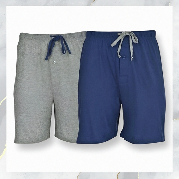 NWT! HANES 2-pack Jersey Knit Sleep Shorts NAVY BLUE & GREY Men’s Size 3XL - Picture 1 of 7
